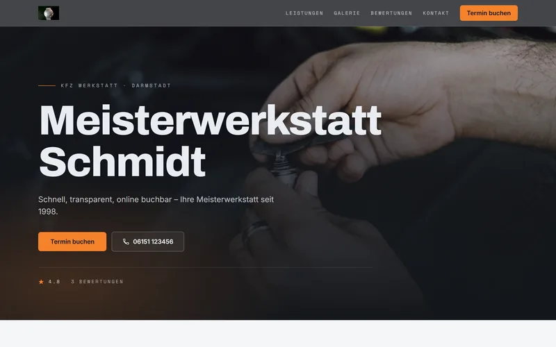 Demo-Website einer Kfz-Werkstatt