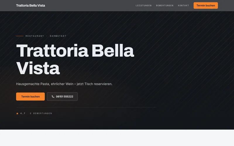 Demo-Website eines Restaurants