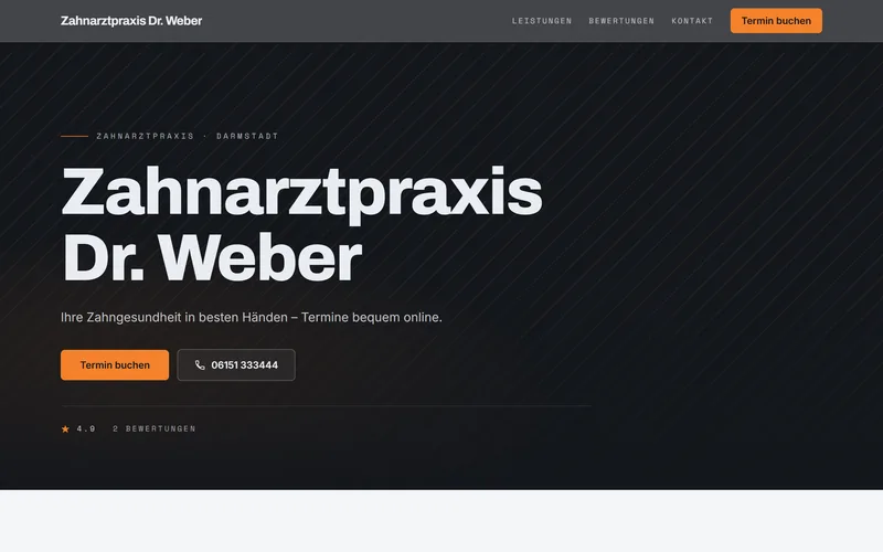 Demo-Website einer Zahnarztpraxis